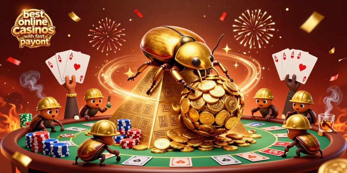 Play at the best online casinos with fast payout featuring vibrant gaming elements and celebratory ambiance.