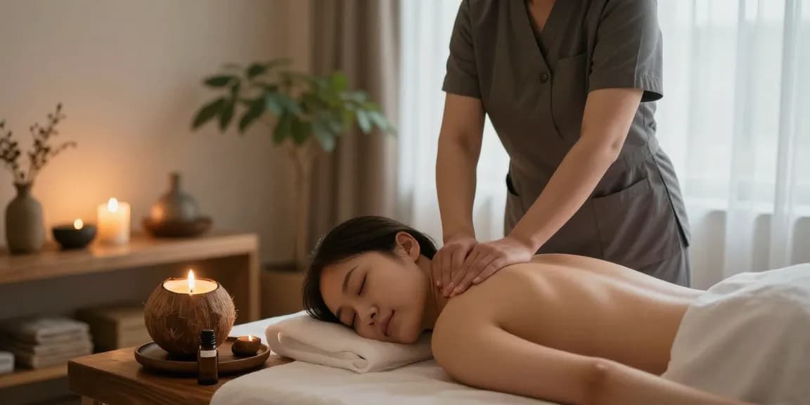 성남출장마사지의 편안한 마사지 치료 환경에서 고객을 치료하는 전문가.