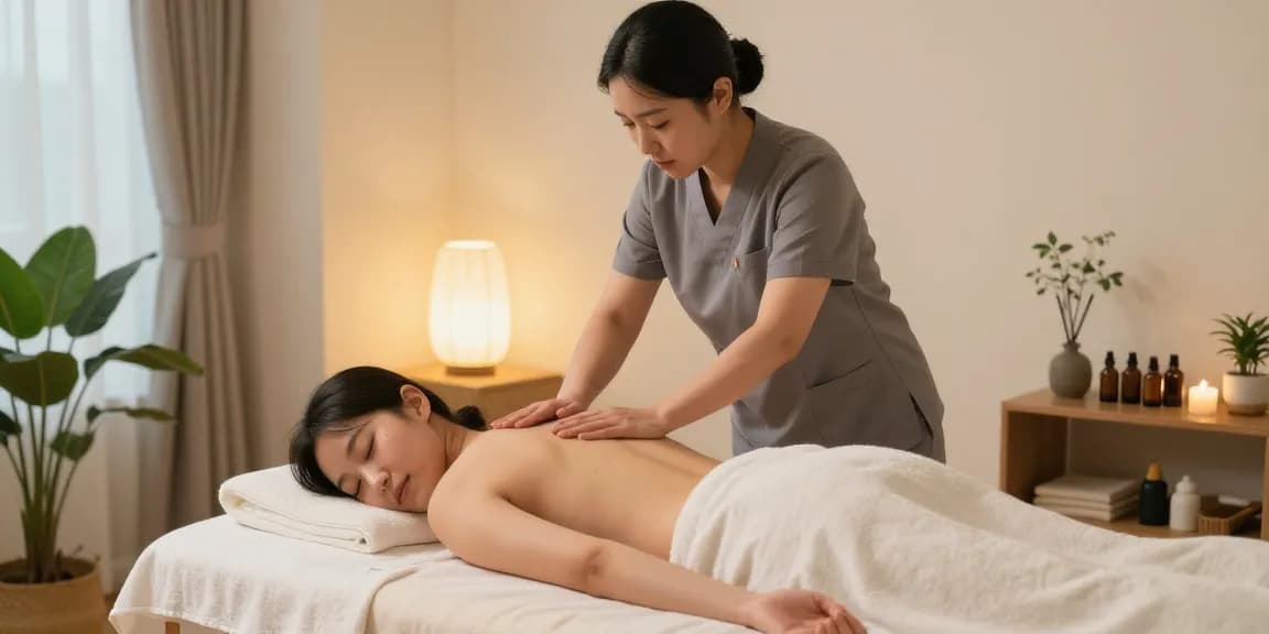 안양출장마사지 서비스 중인 한국인 관리사와 고객의 편안한 마사지 모습