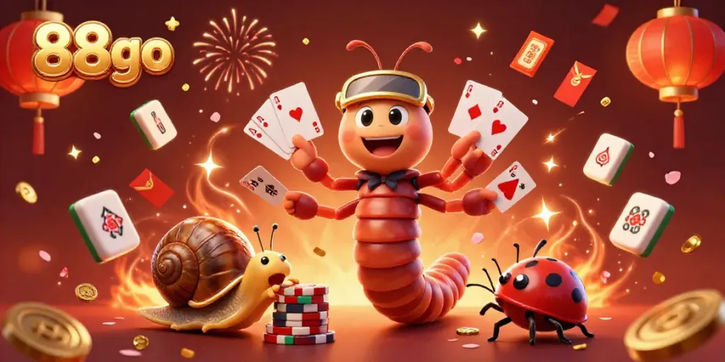 Experience the excitement of gaming at 88go, showcasing vibrant casino elements and energetic characters.