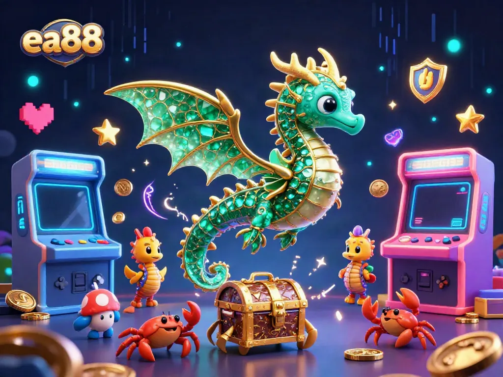 Experience thrilling gameplay at ea88 with a majestic sea dragon and vibrant casino elements.