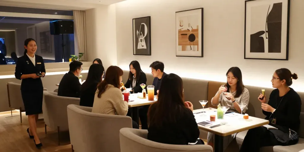 강남 타이밍의 고급스러운 라운지 모습, 세련된 인테리어와 아늑한 조명