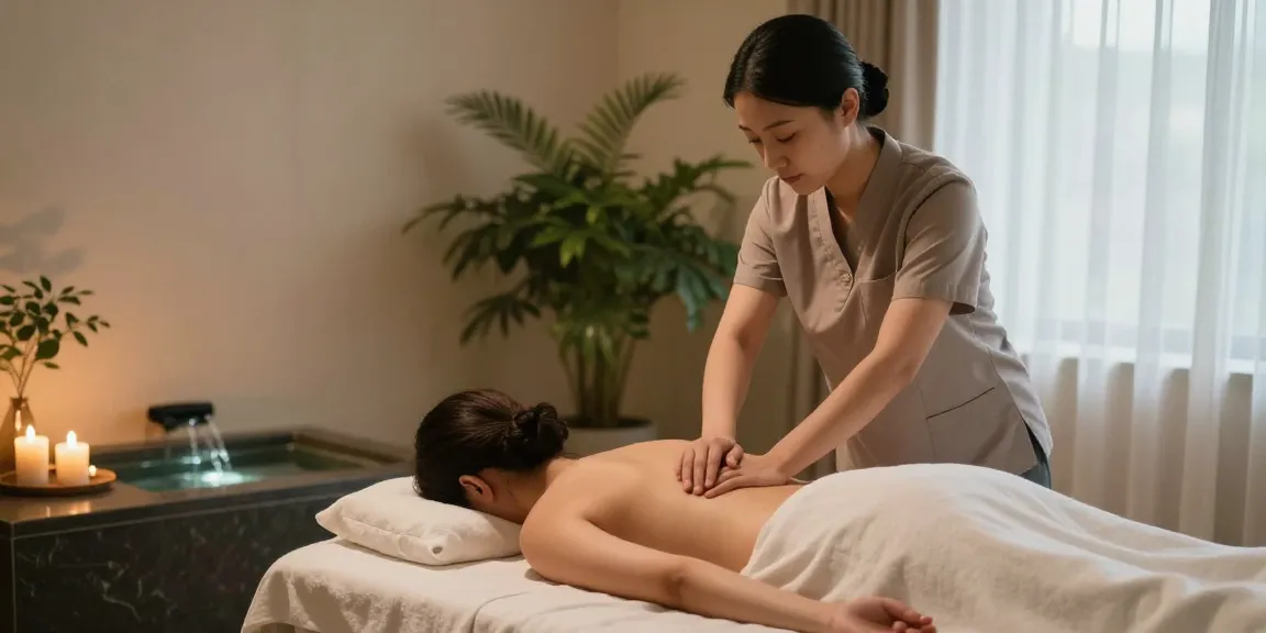 수원마사지에서 편안한 마사지 환경과 치료 중인 고객의 모습