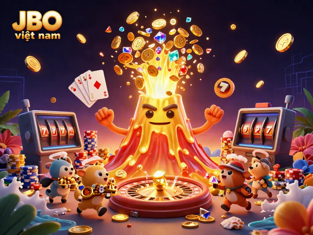 Experience the thrill of JBO việt nam gaming with golden coins and vibrant casino elements.
