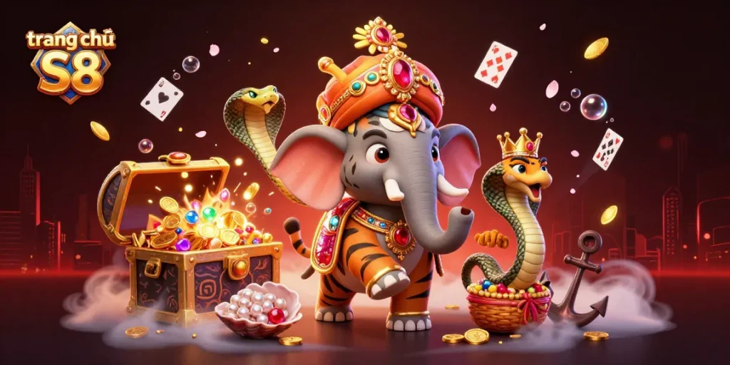 Engage in thrilling gaming at trang chủ S8 with an illuminated 3D casino scene showcasing adventure and excitement.