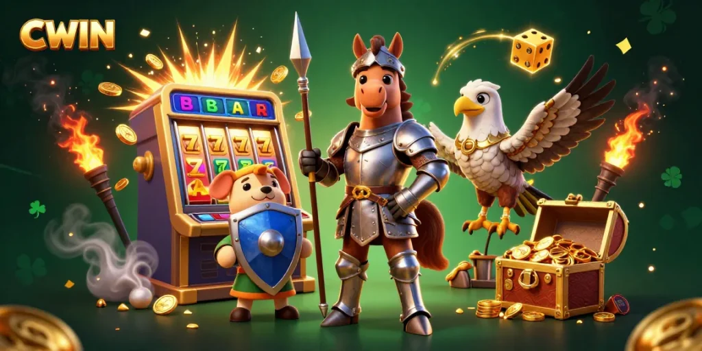 Experience the excitement of CWIN at this vibrant illustration showcasing casino jackpots and gaming thrill.