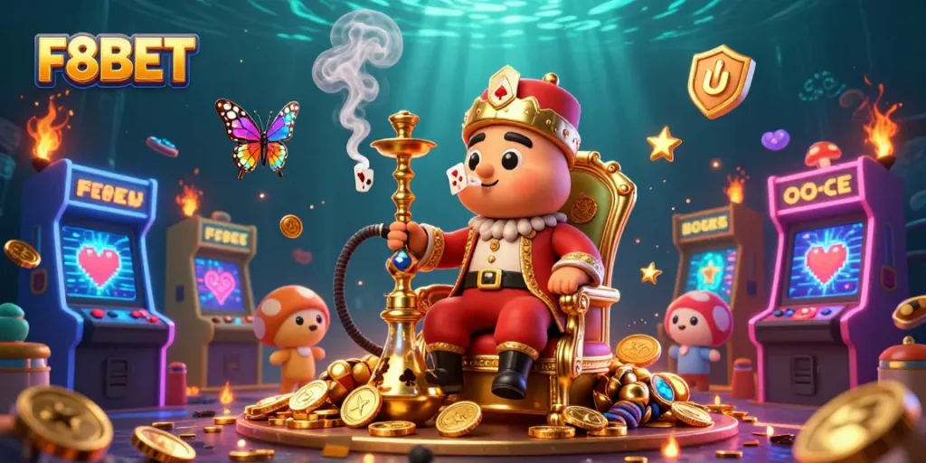 Join F8BET on a vivid gaming adventure exploring exciting casino thrills with 3D characters and dynamic elements.