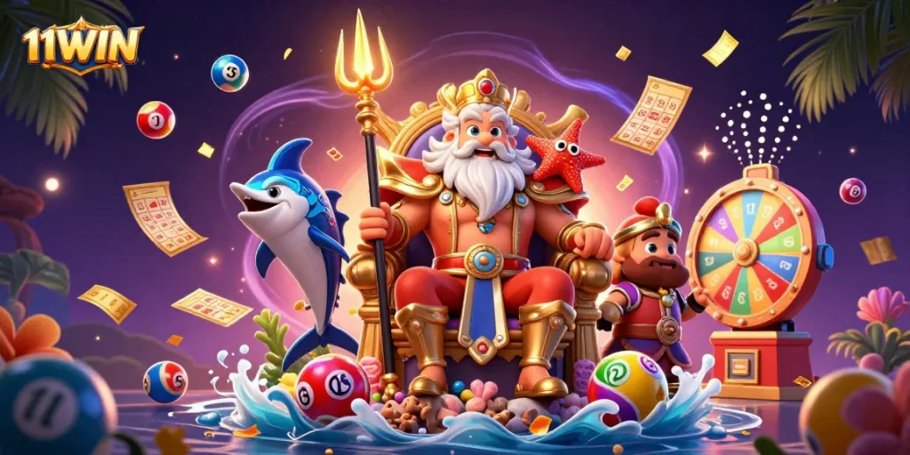 Experience the thrill of winning with 11WIN in this vibrant 3D casino illustration.