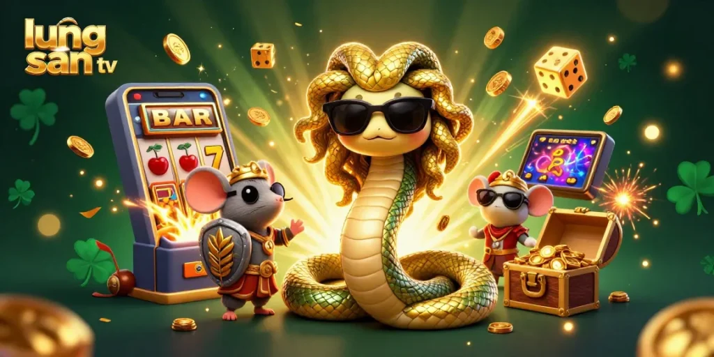 Experience thrilling gambling at lương sơn tv with exciting 3D casino scene illustrating jackpot wins and dynamic gameplay.