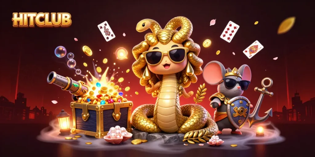 Join the excitement at HITCLUB with vibrant casino elements and captivating characters.